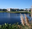 Several greens are heavily guarded by water at Lake Buena Vista Golf Course, including the par-4 sixth.