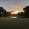 A sunset view of a green at Rio Pinar Golf.