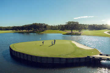 View of an island green from Cypress Course at Grand Cypress Golf Club.