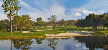 A view over the water of hole #17 from Championship at Bay Hill Club & Lodge.